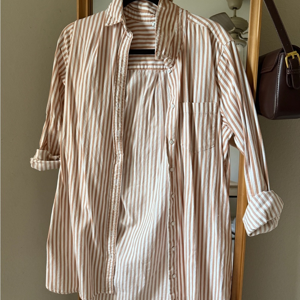 Aerie Striped Button Down Cover Shirt